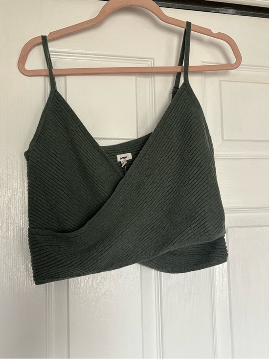 aerie Tops - aerie Dark Green Ribbed Wrap Camisole